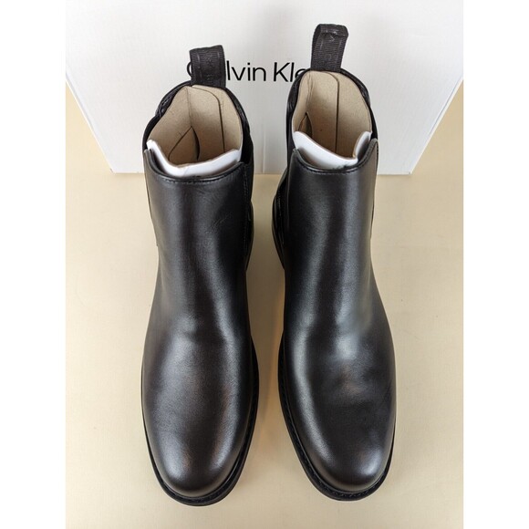 Calvin Klein Fenwick Chelsea Boots Mens 7 Black Leather Pull On Shoes NWB main image 11